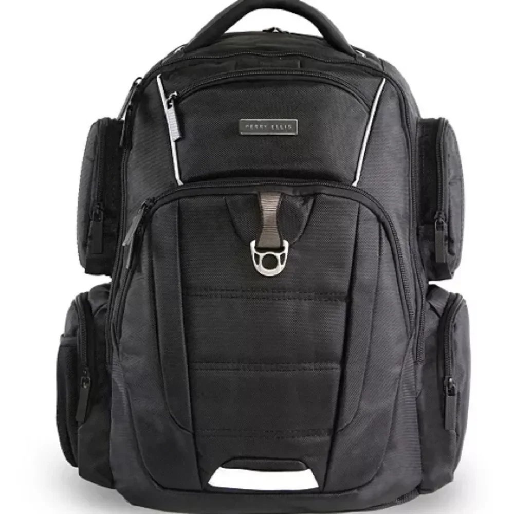 Perry Ellis Black 350 Laptop Backpack- Black travel bag, business bag $160 bag